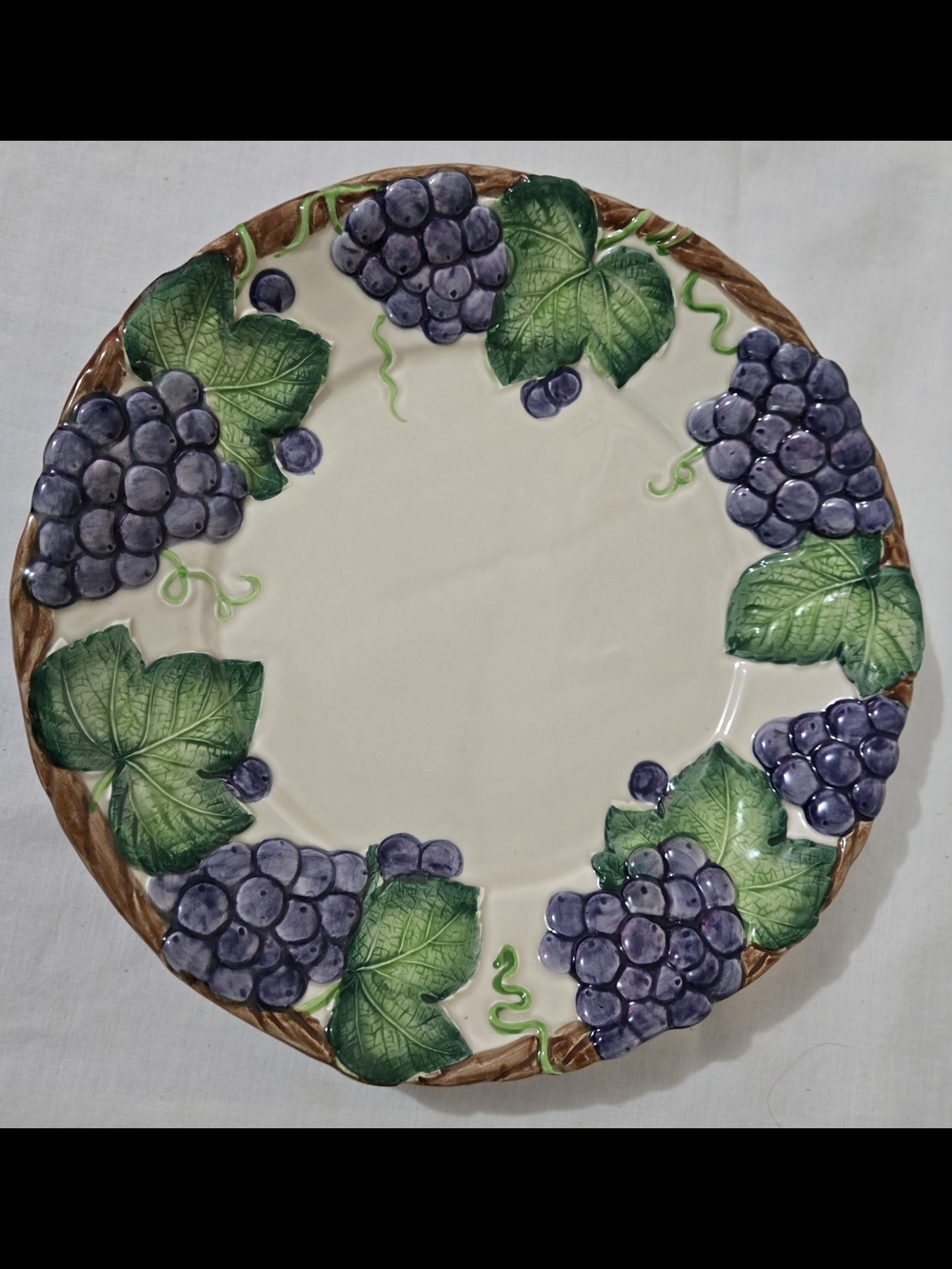 Vintage Fitz & Floyd "Grape Arbor" pattern ceramic dinner plate